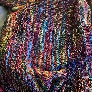 Delicate cardigan, multi colored, jewel tones Sz L